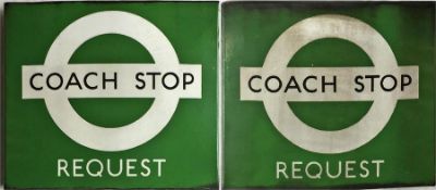 1950s/60s London Transport enamel COACH STOP FLAG, the less-common 'request' version. A 'boat'-style