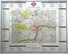 1946 London Transport quad-royal POSTER MAP 'Underground Map of Central London'. Shows the lines, in