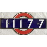 London Underground enamel 'bullseye' STOCK-NUMBER PLATE from 1938 tube stock driving motor car