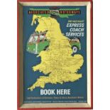 1950s Associated Motorways enamel BOOKING OFFICE SIGN 'Day & Night Express Coach Services, Book