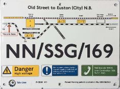 London Underground small ENAMEL SIGN with track diagram Old Street to Euston (City) NB believed to