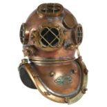 Morse Diving Equipment Co., Mark V full-size diving helmet, Boston, MA, copper, brass, glass,