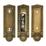 Architectural Hardware of Chicago Interest, Cook County door plates set, three, circa 1911, cast