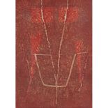 Hideo Hagiwara, (Japanese, b. 1913), Mask: Red, 1963, color woodcut, signed, titled, dated and