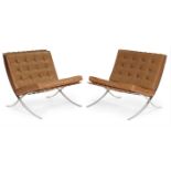 Ludwig Mies van der Rohe (1886-1969) for Knoll, Barcelona chairs, pair, Italy/USA, 1960s, original