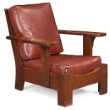 Limbert, armchair, #818, Grand Rapids, MI, oak, branded signature, 32.5"w x 35"d x 35"h Original