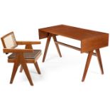 Pierre Jeanneret (1896-1967), Student desk, model PJ-BU-08-A, and Armchair, model PJ-SI-28-A,