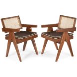 Pierre Jeanneret (1896-1967), Armchairs, pair, model PJ-SI-28-A, France/India, c. 1953-54, teak,