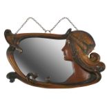 Charles Emile Jonchery (1873-1937), Maiden mirror, French, cast iron with brown patina, signed, 29"w