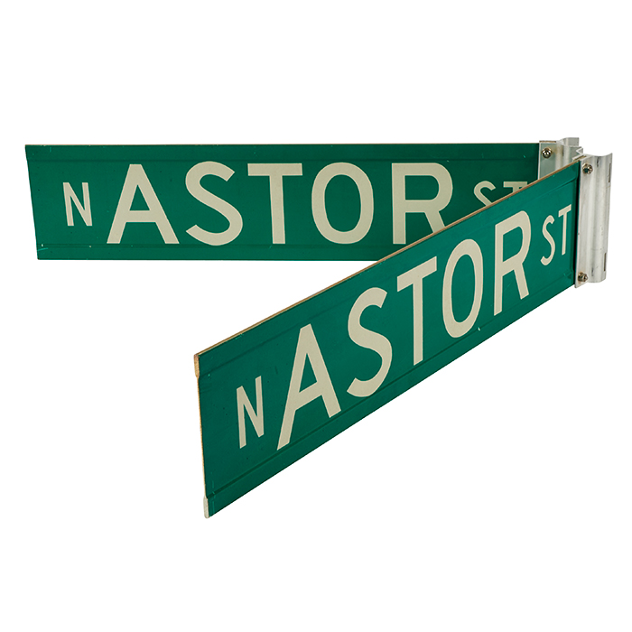 Chicago Interest, A pair of vintage green Chicago street signs, N Astor St, 29 1/4"w x 6 3/4"h