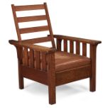 Stickley Brothers, Attribution, Morris chair, Grand Rapids, MI, oak, unsigned, 31.5"w x 34.5"d x