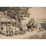 E.T. Scowcroft, Ye Spread Eagle Inn and Falstaff Inn (a pair of works), etching, signed in pencil, 9