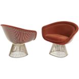 Warren Platner (1919-2006) for Knoll International, chairs, pair, Italy/USA, 1981, nickel plated