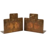 Carence Crafters, Attribution, Trees in Blossom bookends, Chicago, IL, acid-etched and hammered