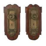 Architectural Hardware of Chicago Interest, Cook County mounted door plates set, two each with knob,