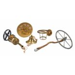 Vintage and Antique Nautical, John Linwood Clock Jack, Ship's Telegraph, Bell and two other items,