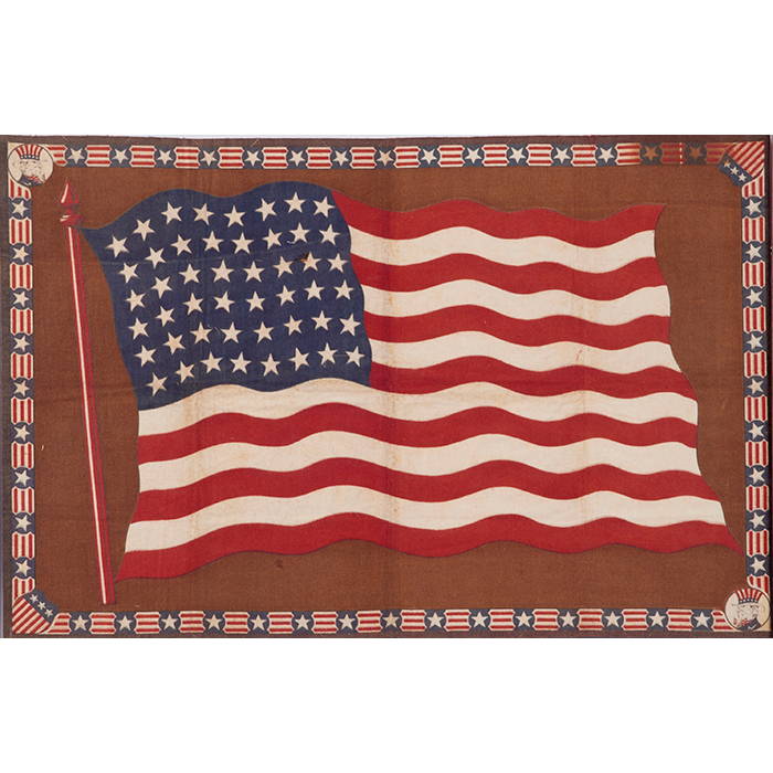 United States Flag Memorabilia, three framed items:, 1941 Naval embroidered silk, "Remembrance of My - Image 4 of 6