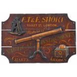 Antique English, Storefront display sign: E.T. & F. Short - Tooley St. London - Makers of Nautical