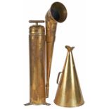 Vintage Nautical, Fog Horn and Bullhorn, brass, larger: 11"w x 10 1/2"d x 34"h Please contact The