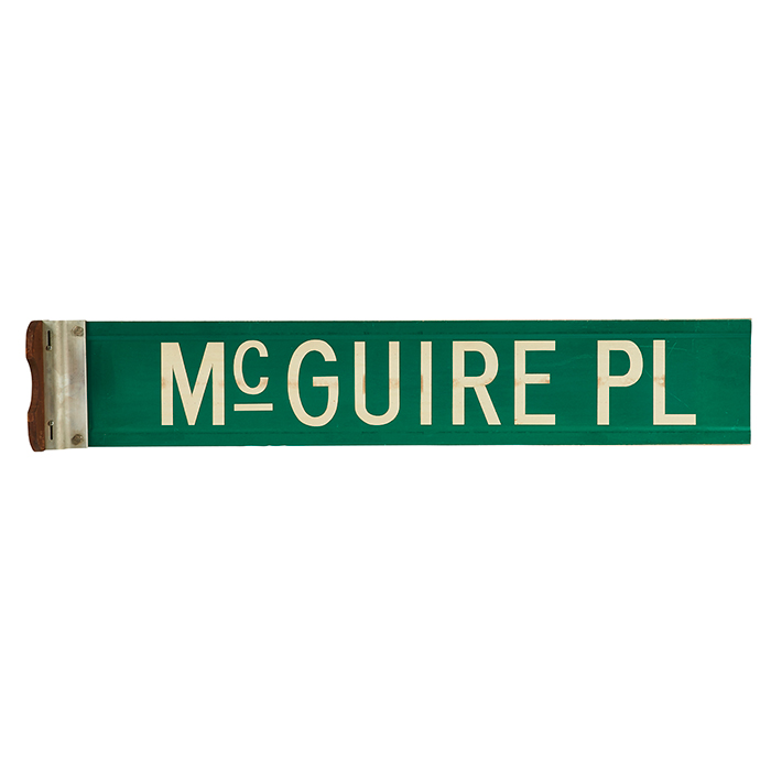 Chicago Interest, A vintage green Chicago street sign, McGuire Pl, 37 3/4"w x 6 3/4"h Please contact