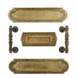 Architectural Hardware of Chicago Interest, (2) door plates, (2) door pulls, and a letters cover