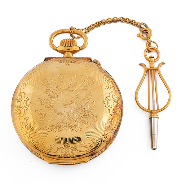 Reuge, Romance No. 188 erotic musical pocket watch, gold plated metal, polychrome enamel automated - Image 2 of 4