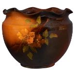 The Weller Pottery Company, Rose jardiniere, #220, Zanesville, OH, Louwelsa glazed ceramic,