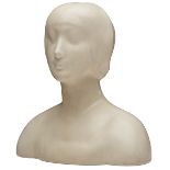 Rookwood Pottery, bust, likely #2026, Cincinnati, OH, 1918, Matte white glazed ceramic, stamped,