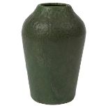 Hampshire Pottery, vase, Keene, NH, matte green glazed ceramic, unsigned, 3.5"dia x 5"h Of elongated