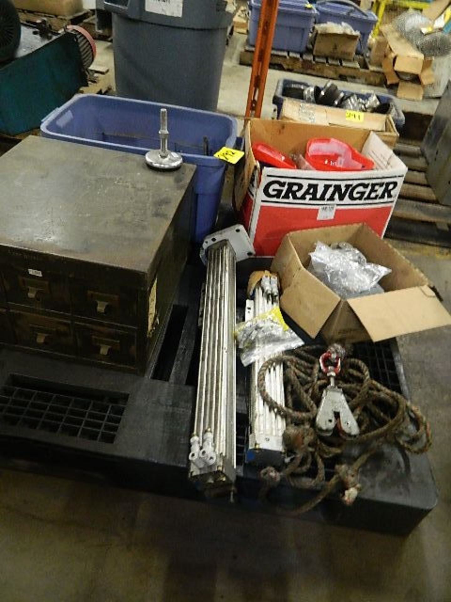 Misc. Lot. Shaw Walker 6 Steel Drawer File, Tub Of Machine Legs 3.5", Hard Hats, 2 Pneumatic Cyl. - Image 3 of 4