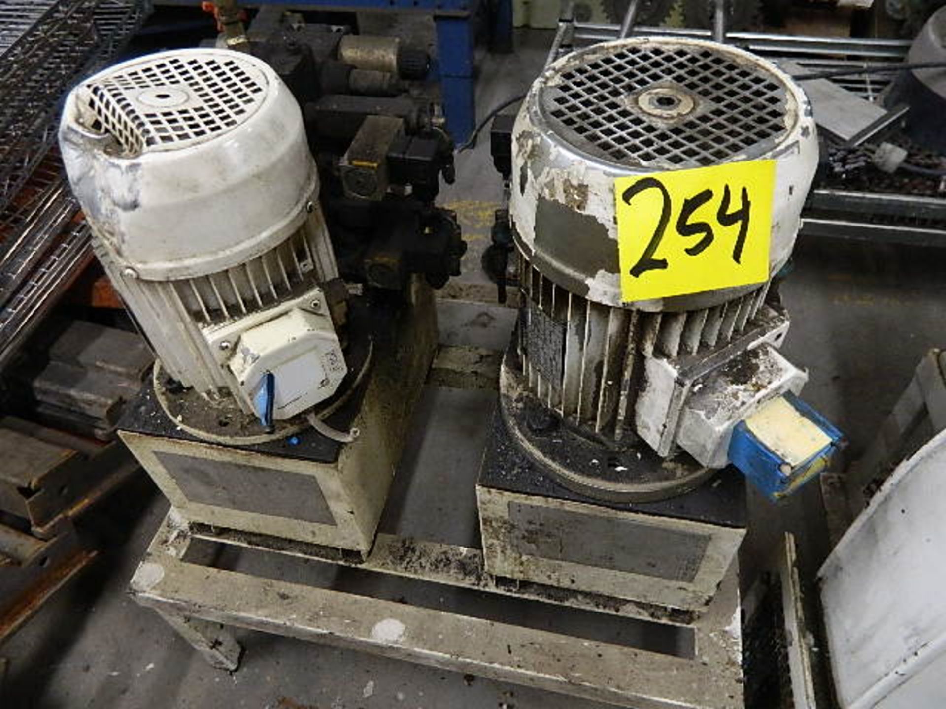 Hyd. Machine Pumps. (2) Hyd. Machine Pumps w/ Melco-Miland 1.5 HP Motors Mounted On Stand