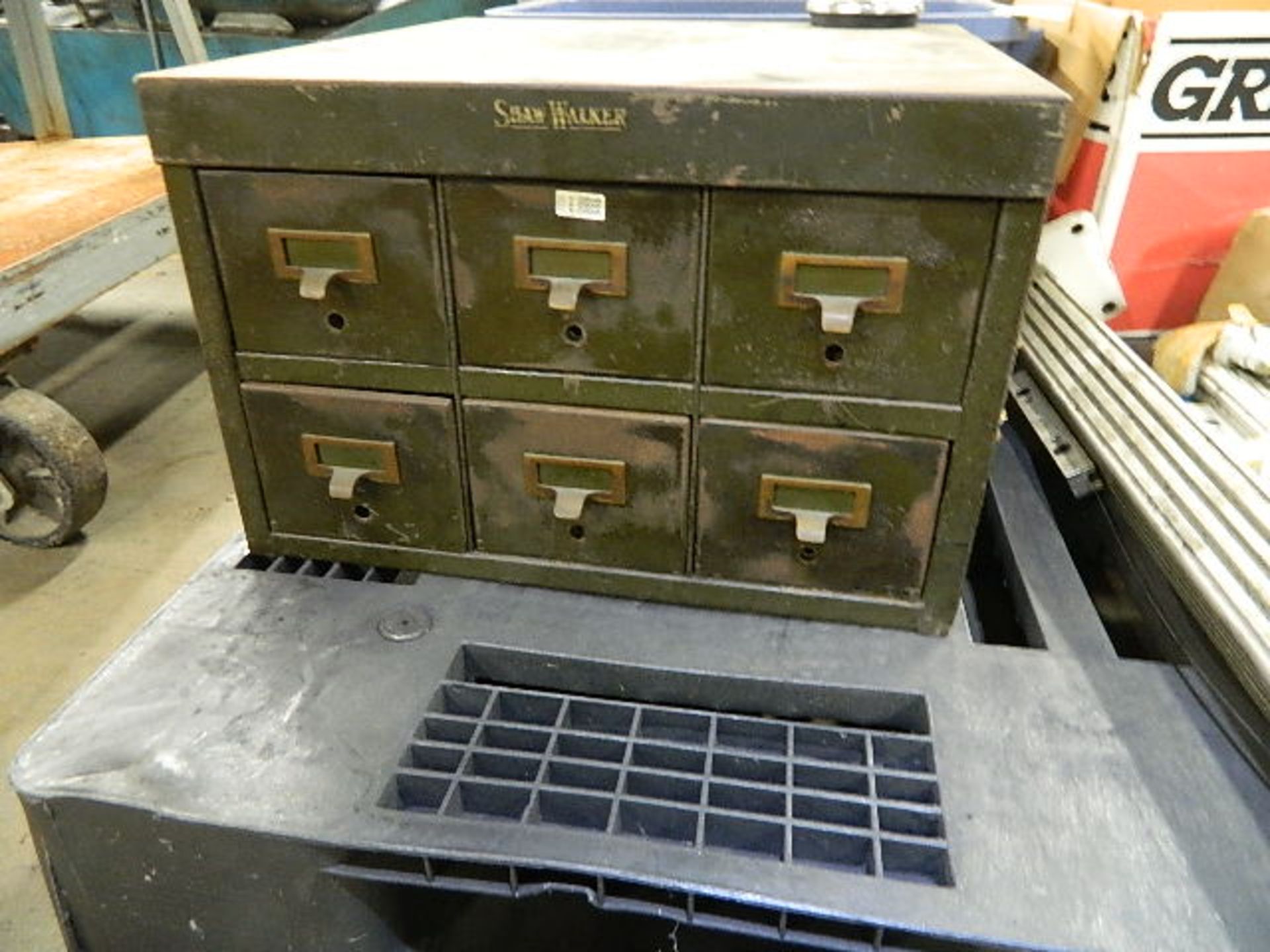 Misc. Lot. Shaw Walker 6 Steel Drawer File, Tub Of Machine Legs 3.5", Hard Hats, 2 Pneumatic Cyl. - Image 4 of 4