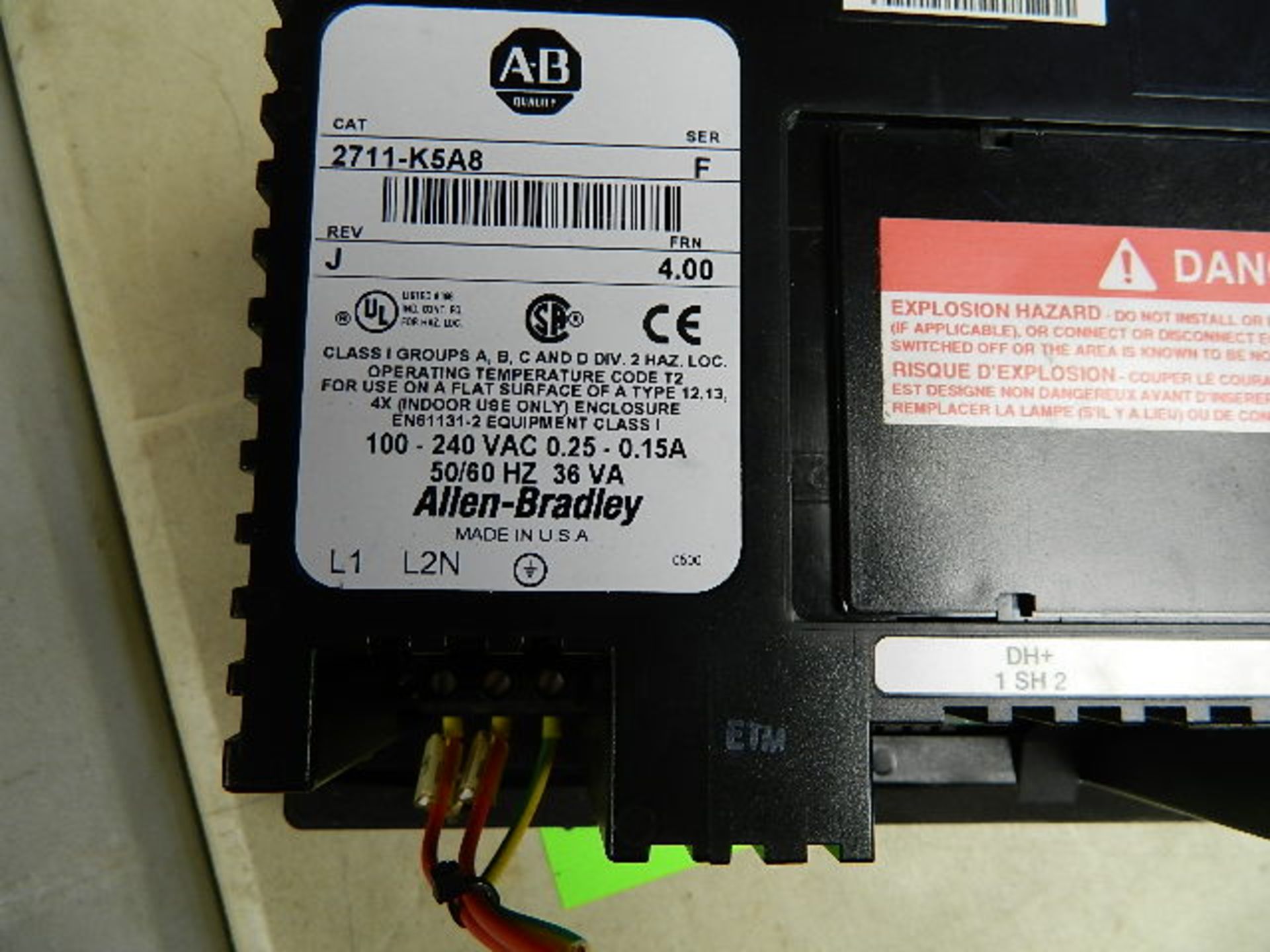 Allen Bradley Panel View 550 CAT #2711K5A8 & 2 A&B Guard Shield Type 44L. Part #T4J0320YD, 24V. DC. - Image 5 of 6