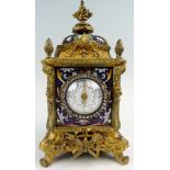 Champleve Enamel Gilt Bronze Clock