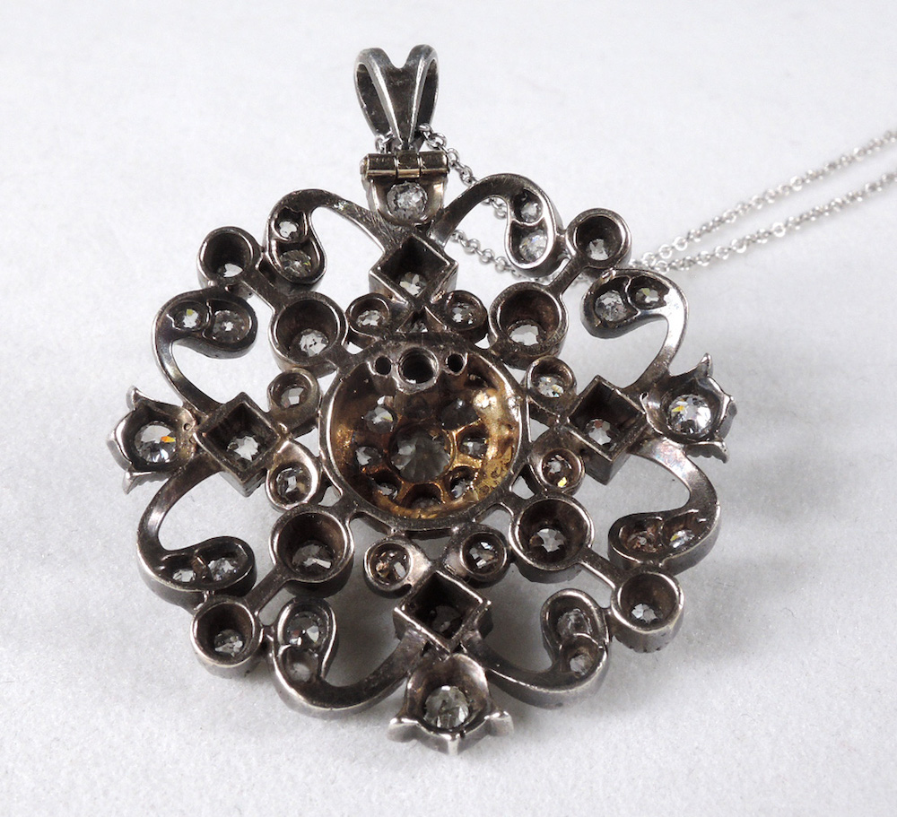 Victorian 14K Diamond Garland Rondelle Pendant - Image 3 of 3