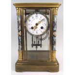 French Champleve Enamel & Bronze Clock