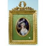 Beautiful Handpainted Miniature Portrait of a Lady