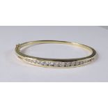 14K Yellow Gold and Diamond Bangle Bracelet