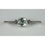 An Art Deco diamond and aquamarine set bar brooch,