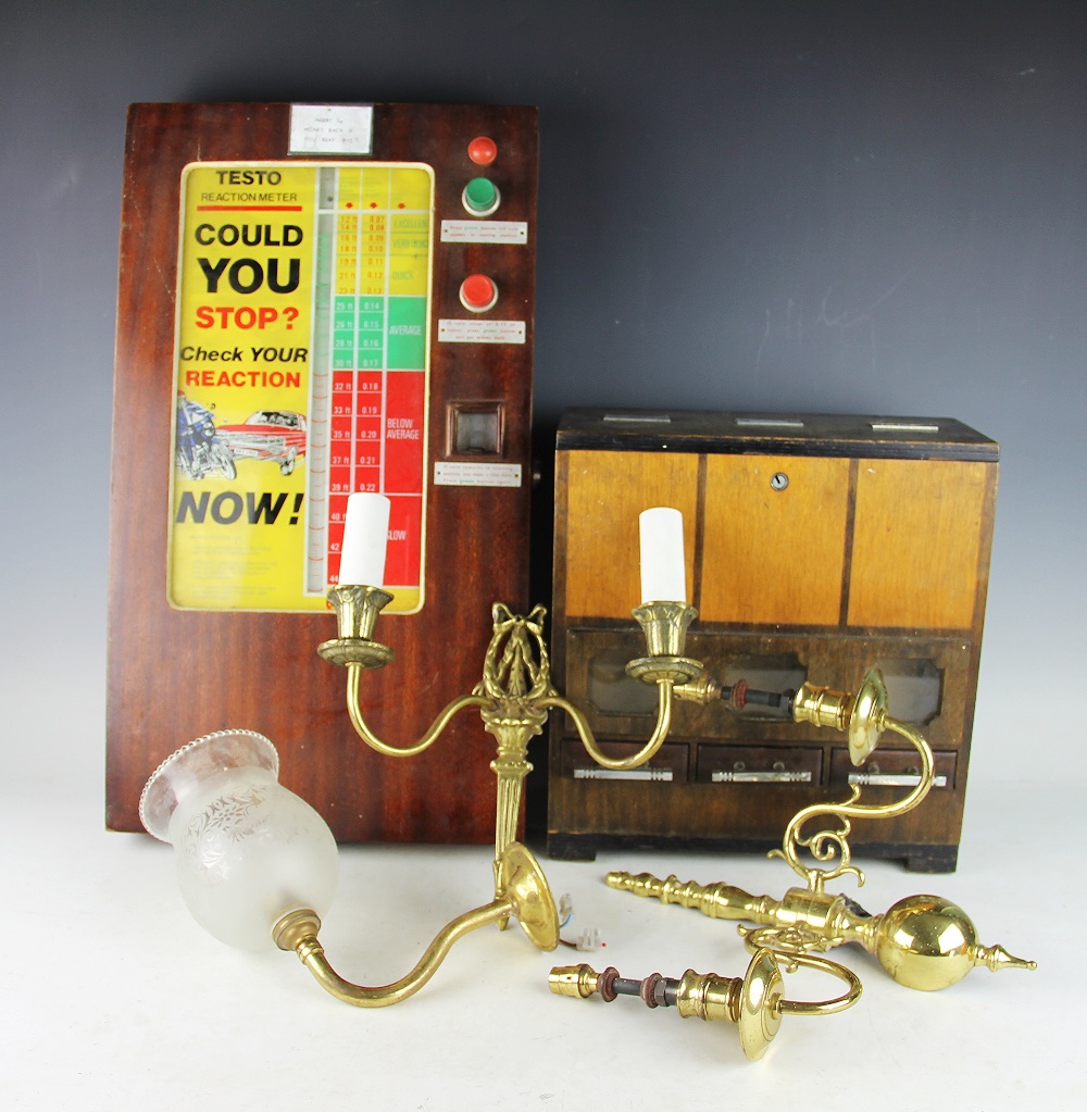 A Vintage Testo reaction meter, the wooden case enclosing a glass display screen,