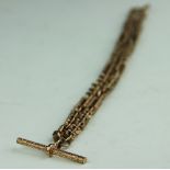 A 9ct yellow gold decorative link double Albert chain,