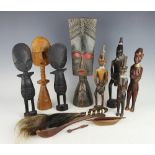 A collection of African tribal carvings, to include Ashanti, Ghana & Kamba, Kenya figures,