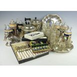 A large assortment of silver plated wares, to include a EPNS four piece tea service,