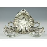 A pair of continental silver swan salts, Albert Bodemer, stamped '835' 'AB',