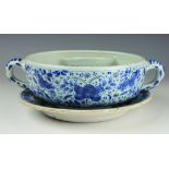 A Dutch Delft blue and white strainer bowl, probably 17th century,