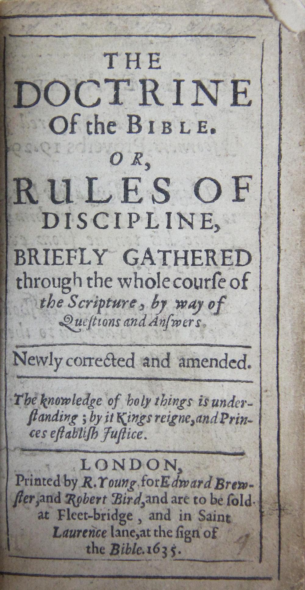 THE DOCTRINE OF THE BIBLE OR RULES OF DISCIPLINE BRIEFLY GATHERED, 24mo, - Image 2 of 4