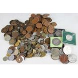 A selection of 19th century and later silver, half silver and other coins,