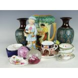 A selection of assorted ceramics to include; a pair of Langley Ware vases, 21cm high,