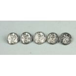 A collection of silver and other white metal buttons, unboxed, to include figural,