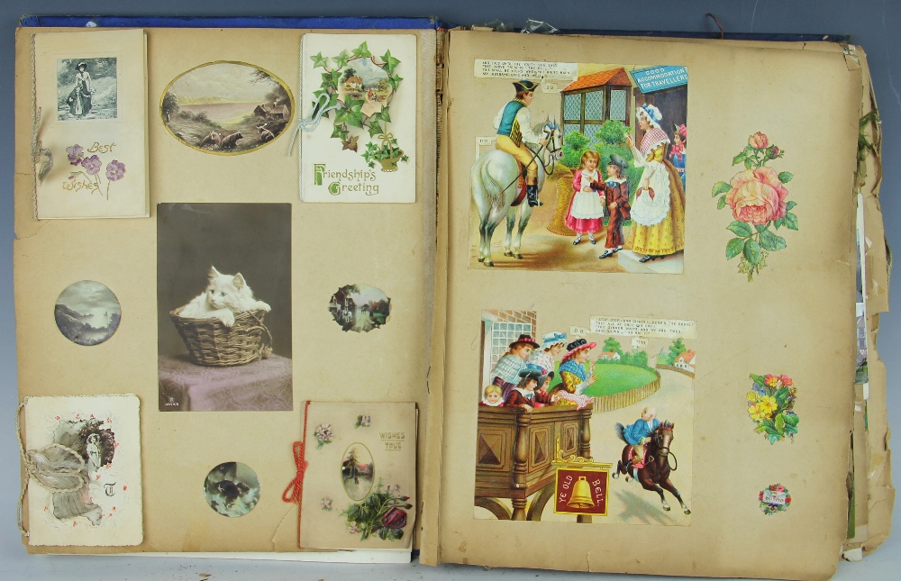 A collection of Victorian and later postcards, to include a scrap album, a post card album, - Bild 3 aus 4